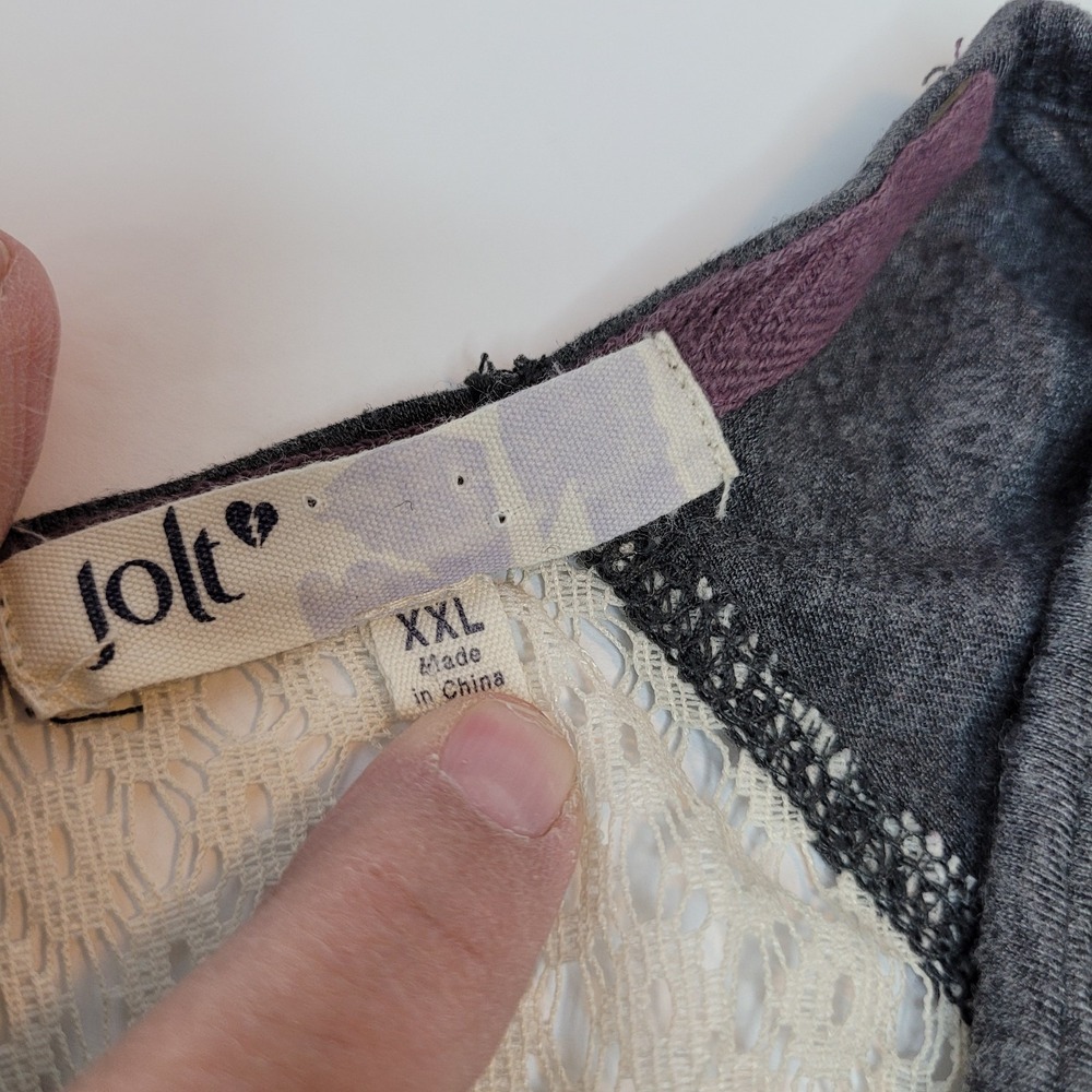 Jolt, Ivory Gray Paisley Top, Ragland Sleeve, XXL‎ - Picture 4 of 6